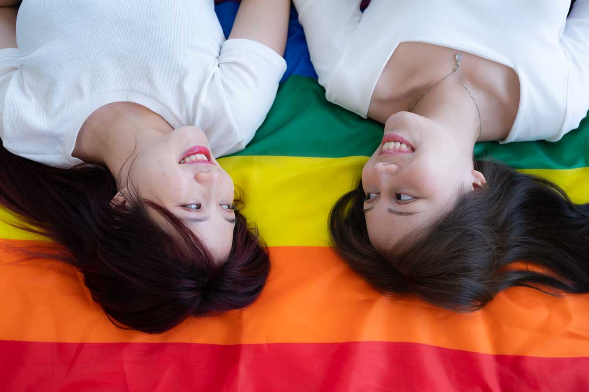 asian lesbians on pride flag